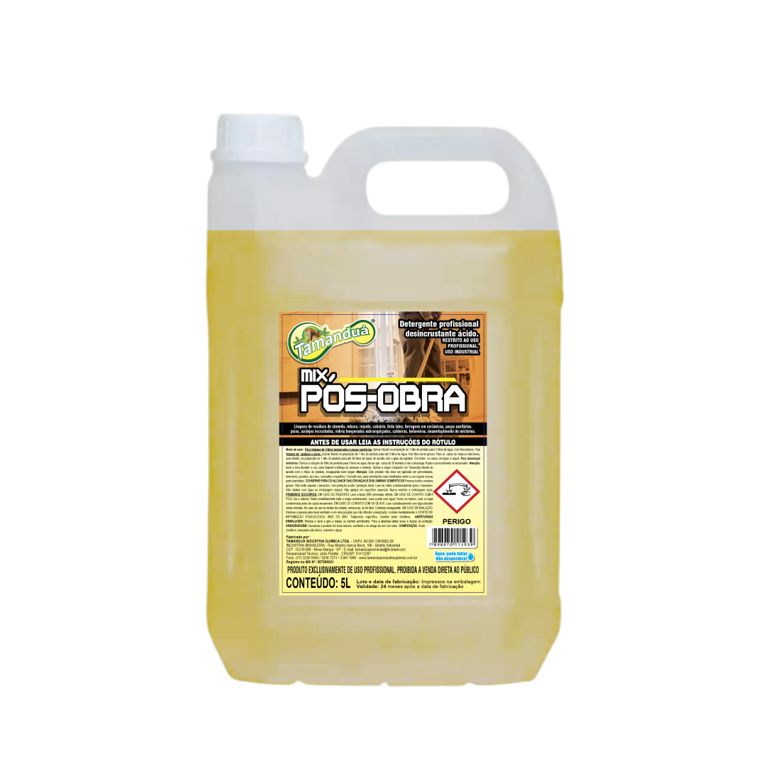 Mix Pós Obra Tamanduá Desincrustante Ácido Profissional 5L