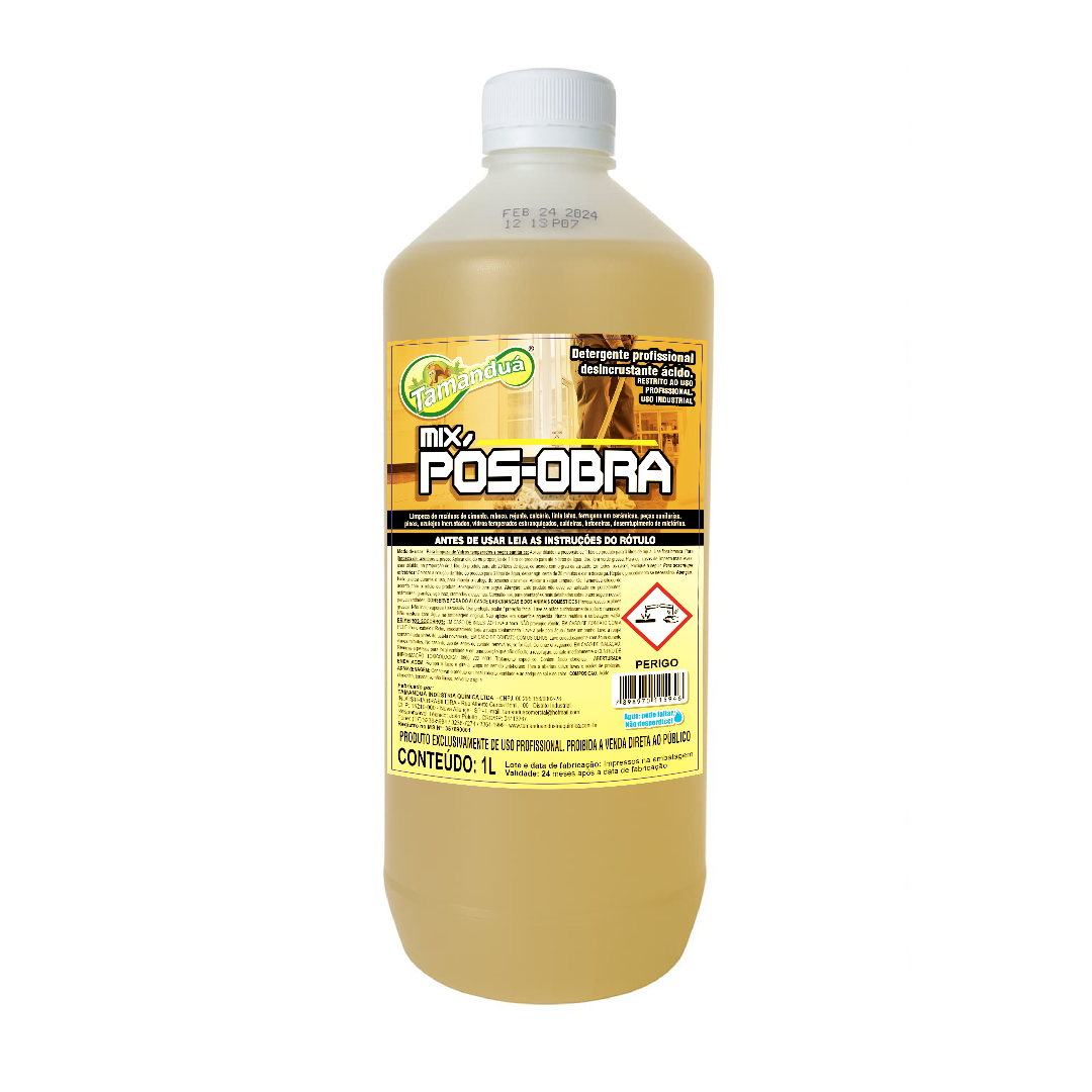 Mix Pós Obra Tamanduá Desincrustante Ácido Profissional 1L
